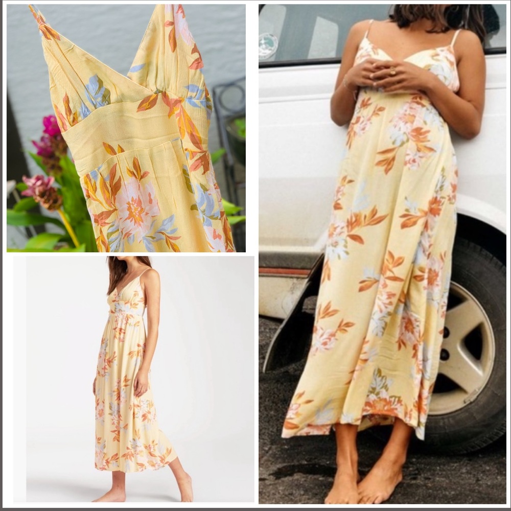 Billabong Floral Midi Dress - Yellow and Orange